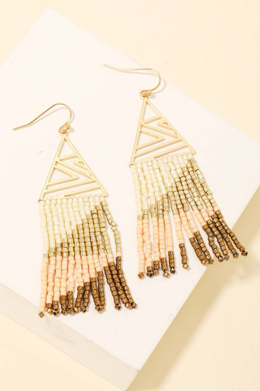 Intricate Triangle And Beaded Fringe Earrings: BPBR