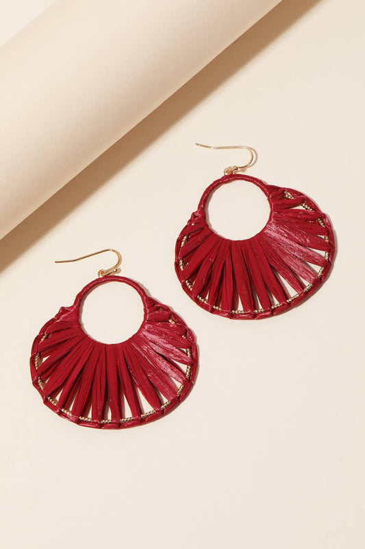 Oval Raffia Thread Drop Earrings: BUD