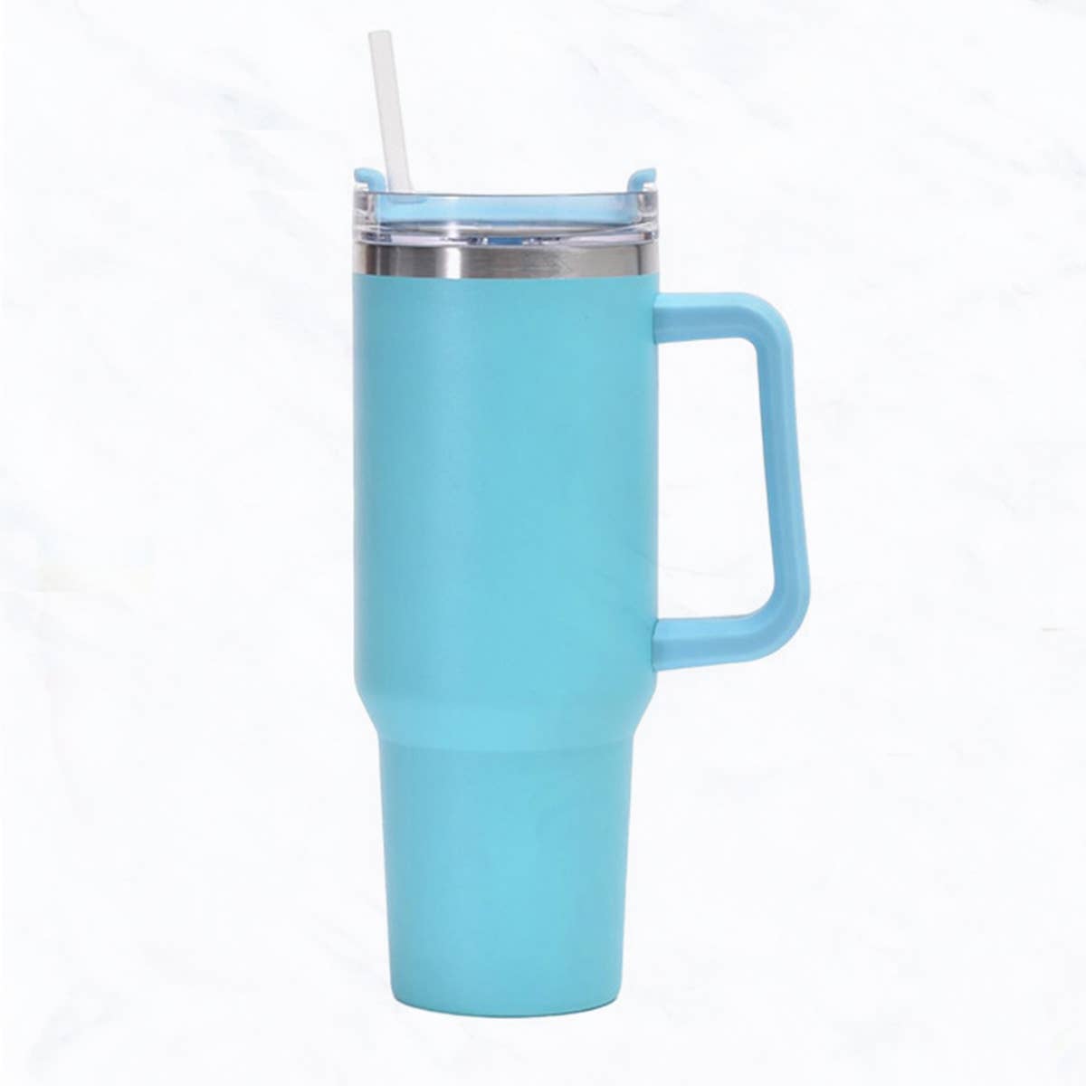 40 oz, Stainless Steel Tumbler with Handle, Straws Include: Pink