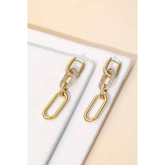 Metallic Oval Chain Link Dangle Earrings: G