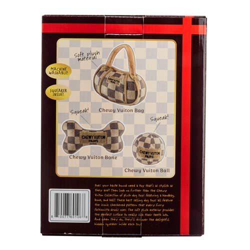 Checker Chewy Vuiton Box Set Christmas Dog Toys Gift