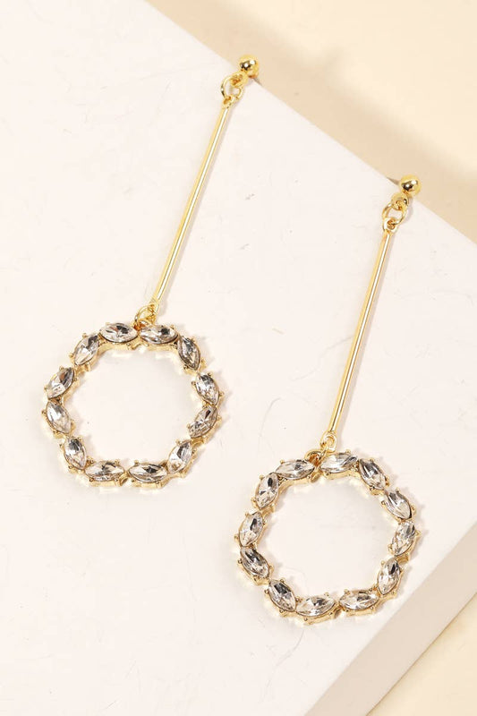 Rhinestone Circle Cutout Drop Earrings: G