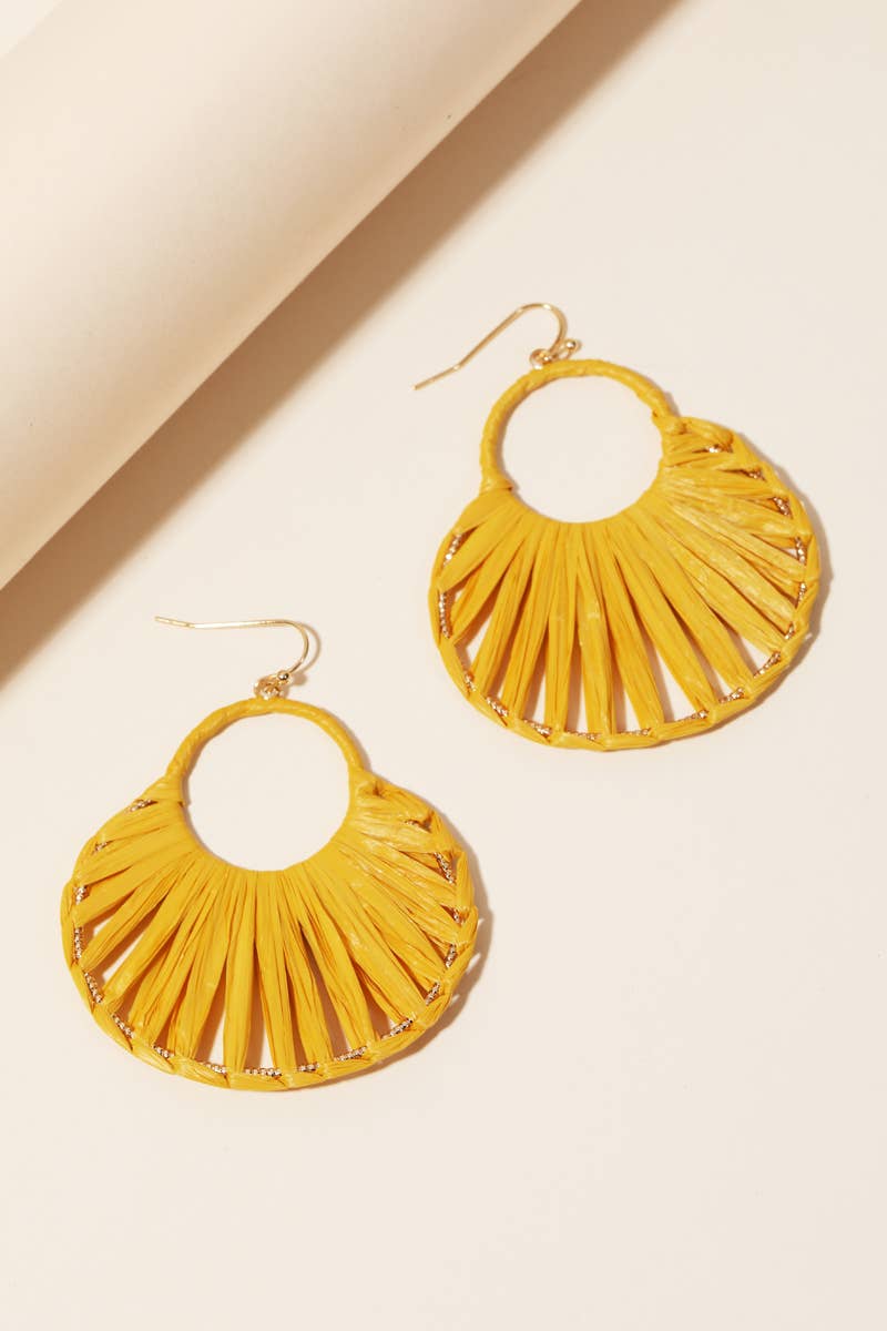 Oval Raffia Thread Drop Earrings: IV