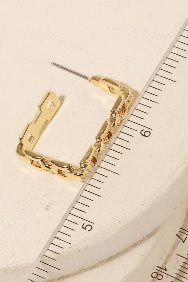 Square Chain Link Hoop Earrings: G