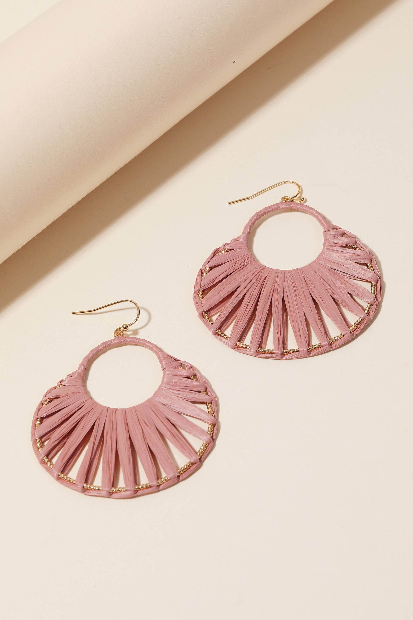 Oval Raffia Thread Drop Earrings: IV