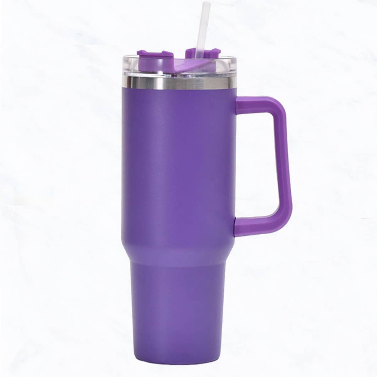 40 oz, Stainless Steel Tumbler with Handle, Straws Include: Pink