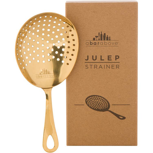 Julep Strainer, Gold Cocktail Jigger