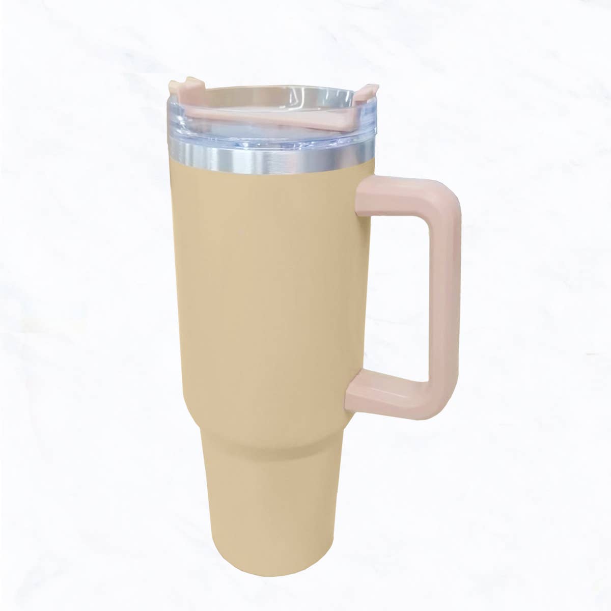 40 oz, Stainless Steel Tumbler with Handle, Straws Include: Pink