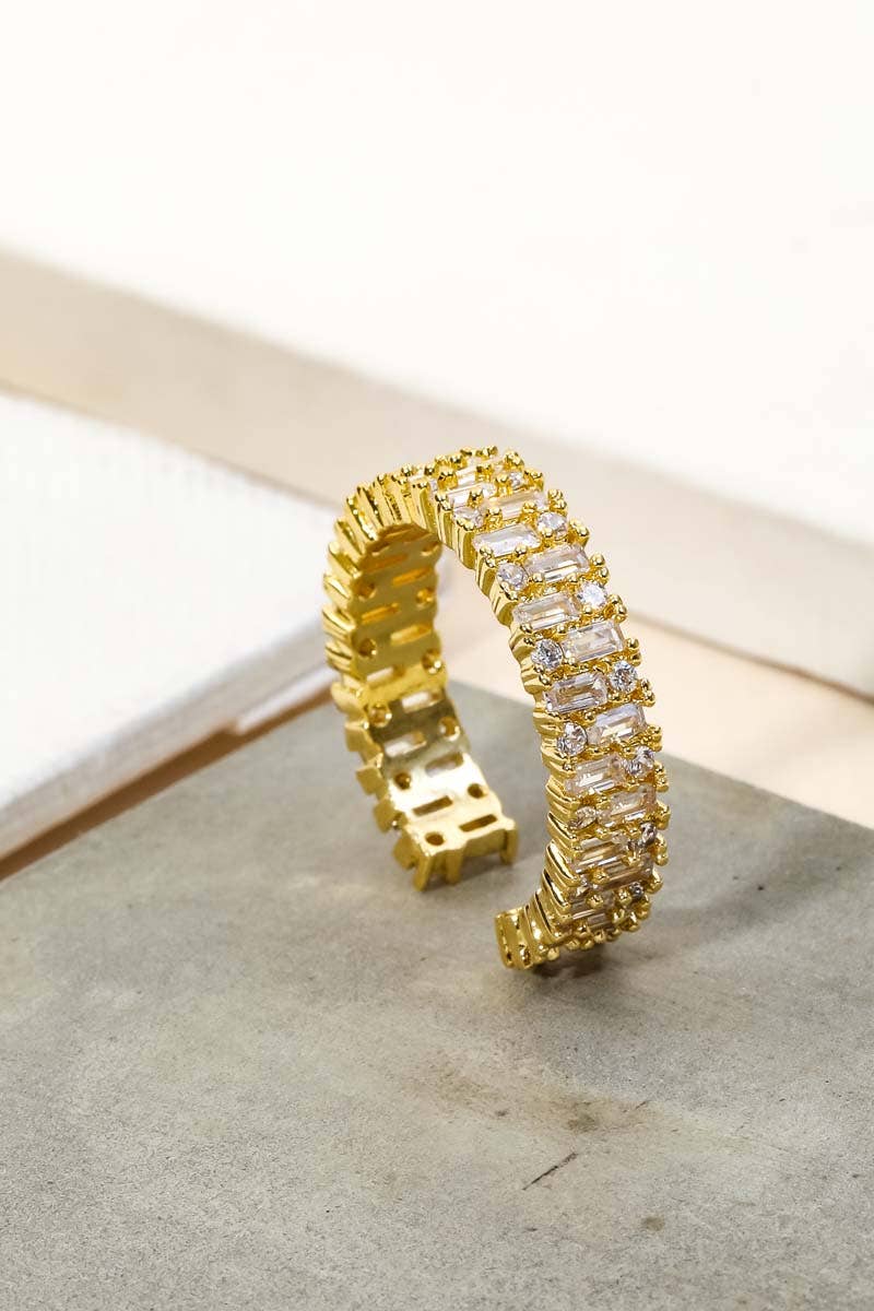 Pave Baguette Rhinestone Fashion Ring: G