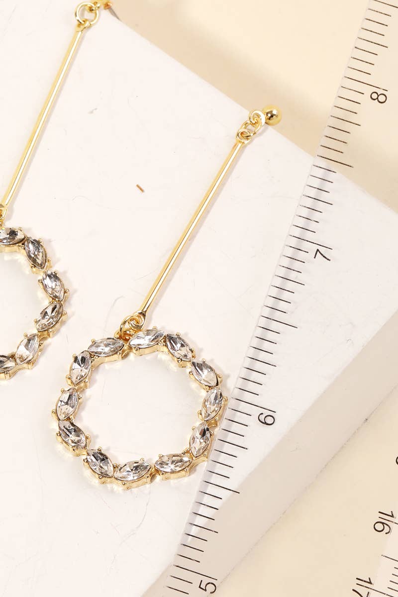 Rhinestone Circle Cutout Drop Earrings: G