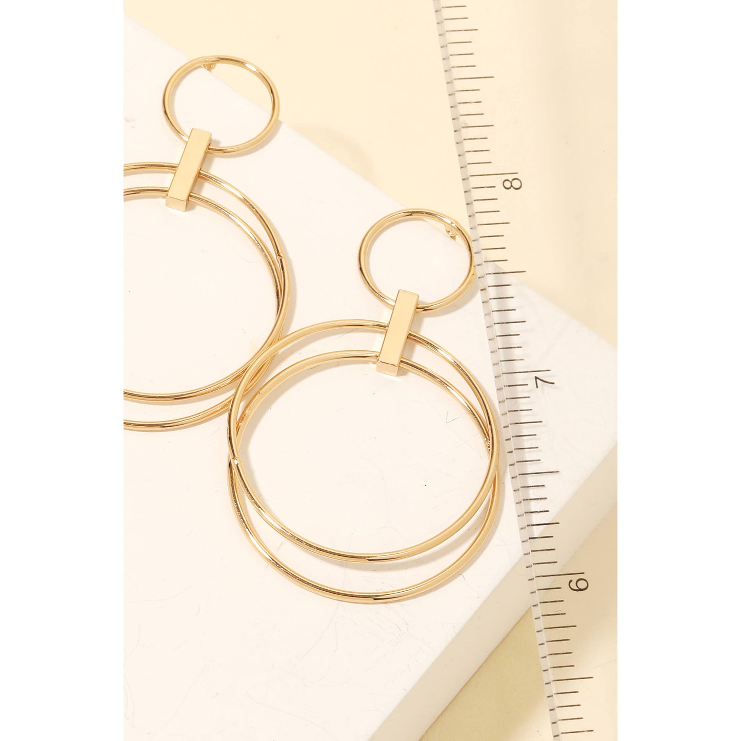 Layered Metallic Hoop Drop Earrings: G