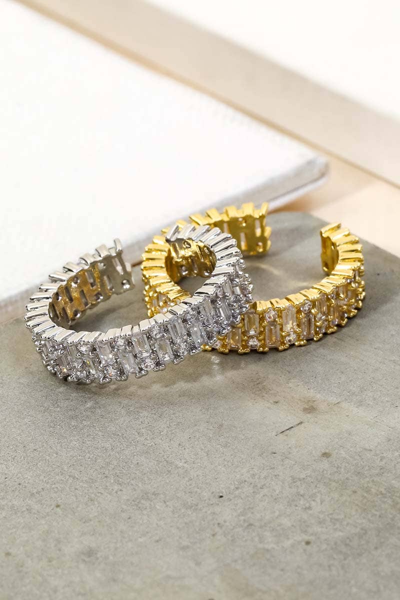 Pave Baguette Rhinestone Fashion Ring: G