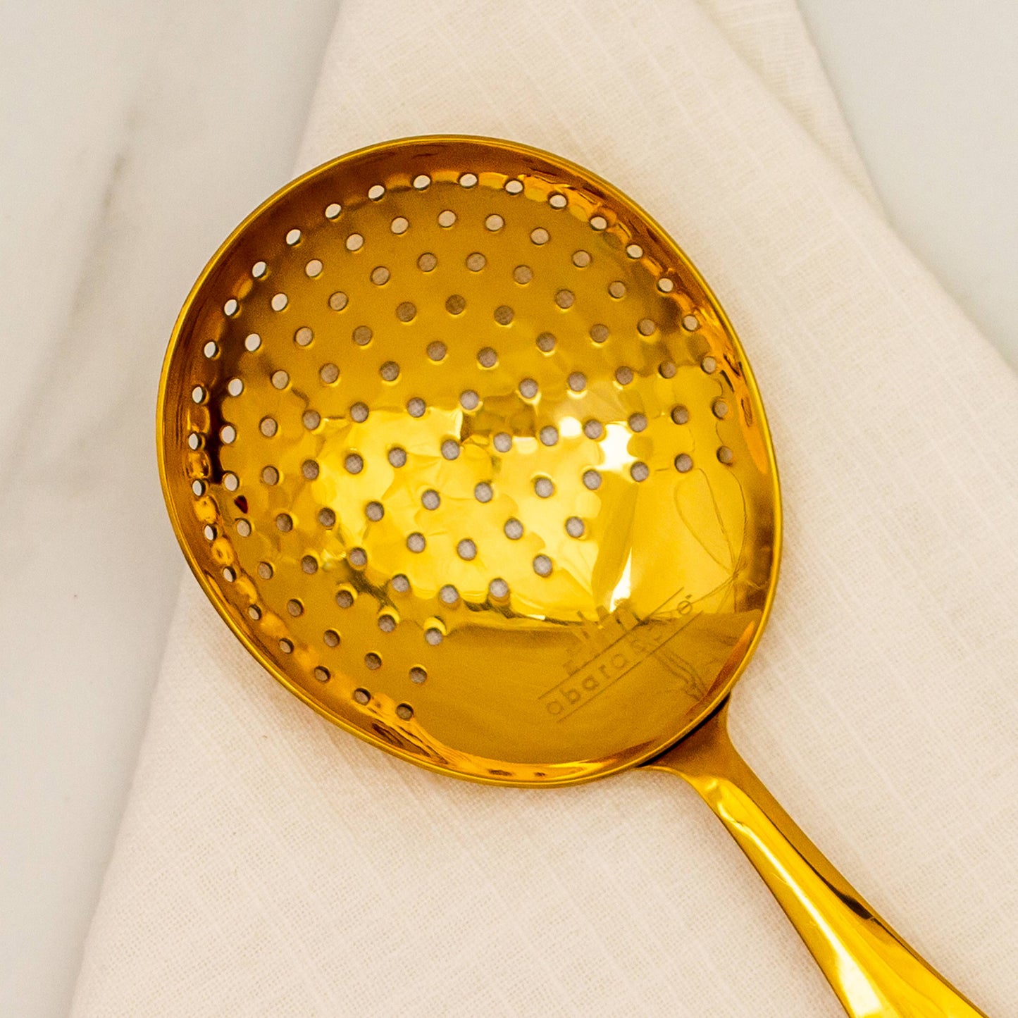 Julep Strainer, Gold Cocktail Jigger