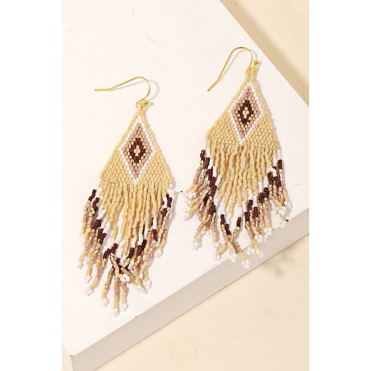 Boho Seed Beaded Fringe Earrings: GIV