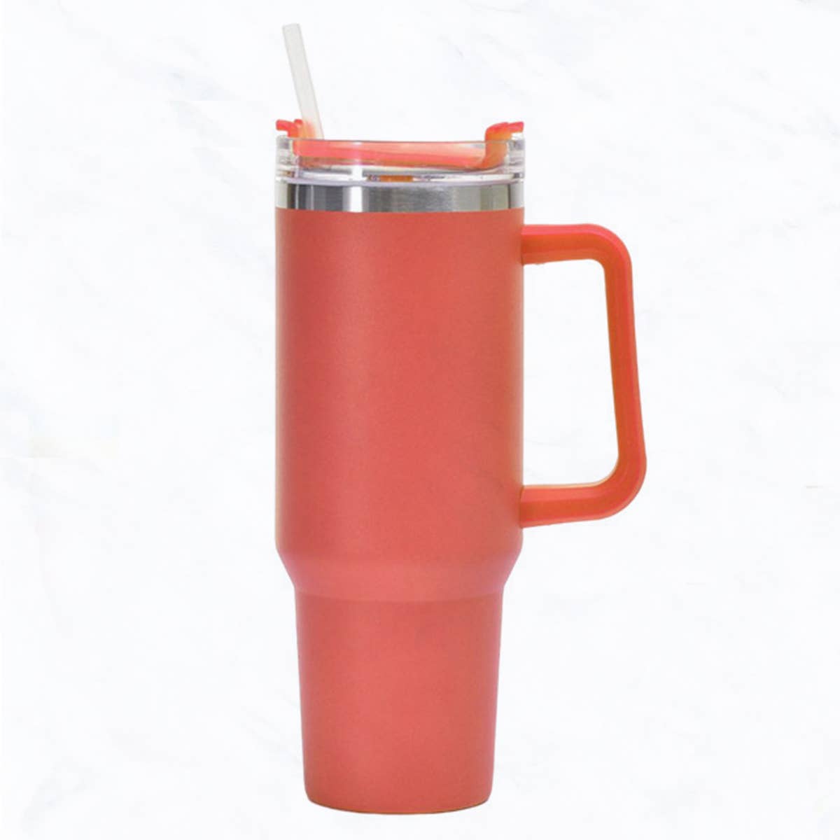 40 oz, Stainless Steel Tumbler with Handle, Straws Include: Pink