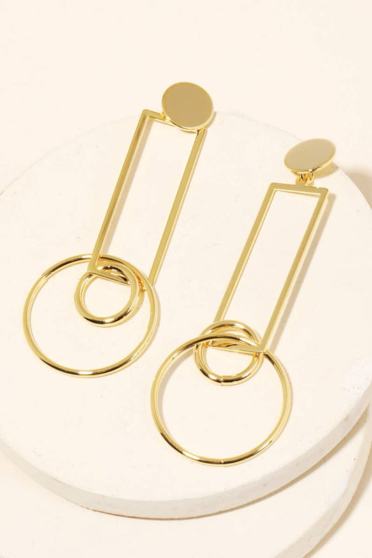 Geo Shape Link Cutout Drop Earrings: G