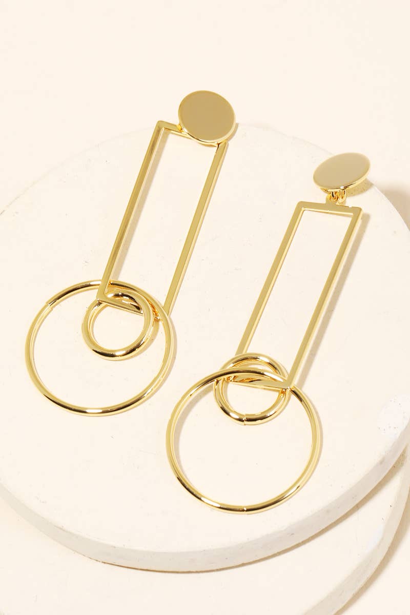 Geo Shape Link Cutout Drop Earrings: S