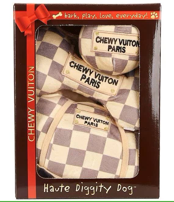 Checker Chewy Vuiton Box Set Christmas Dog Toys Gift