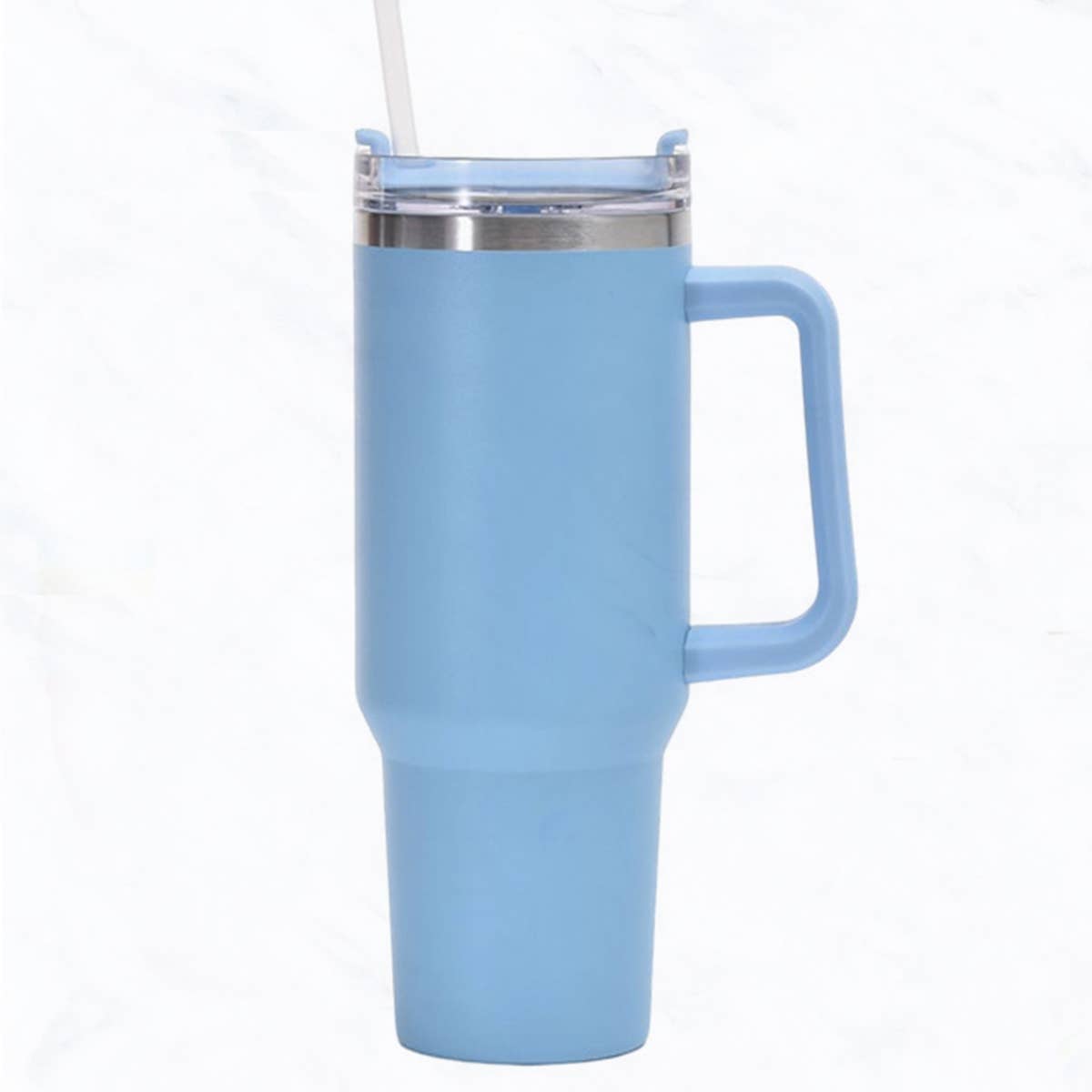 40 oz, Stainless Steel Tumbler with Handle, Straws Include: Baby Pink