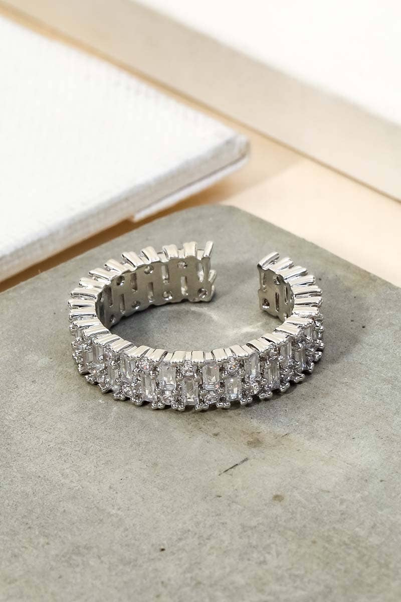 Pave Baguette Rhinestone Fashion Ring: G