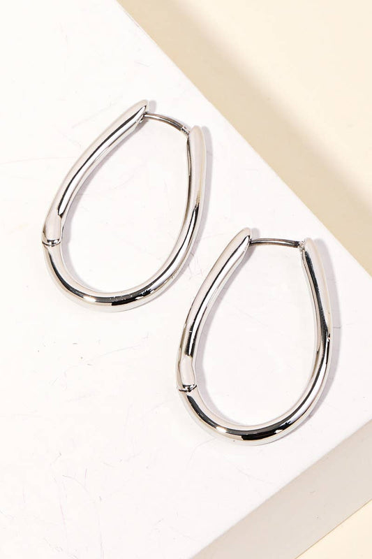 Oval Latch Hoop Earrings: S