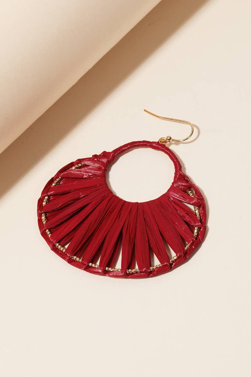 Oval Raffia Thread Drop Earrings: IV