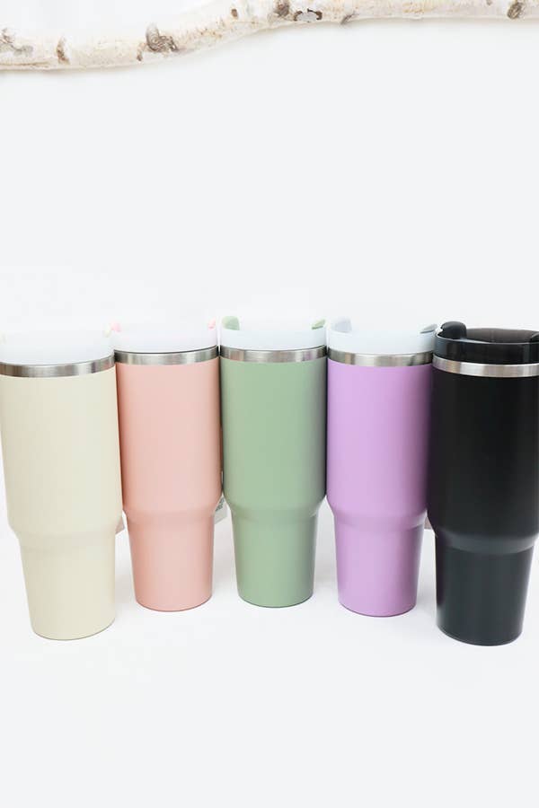 Stainless Steel Insulated Travel Mug Tumbler : BEIGE / ONE