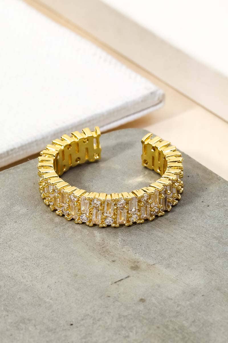 Pave Baguette Rhinestone Fashion Ring: G