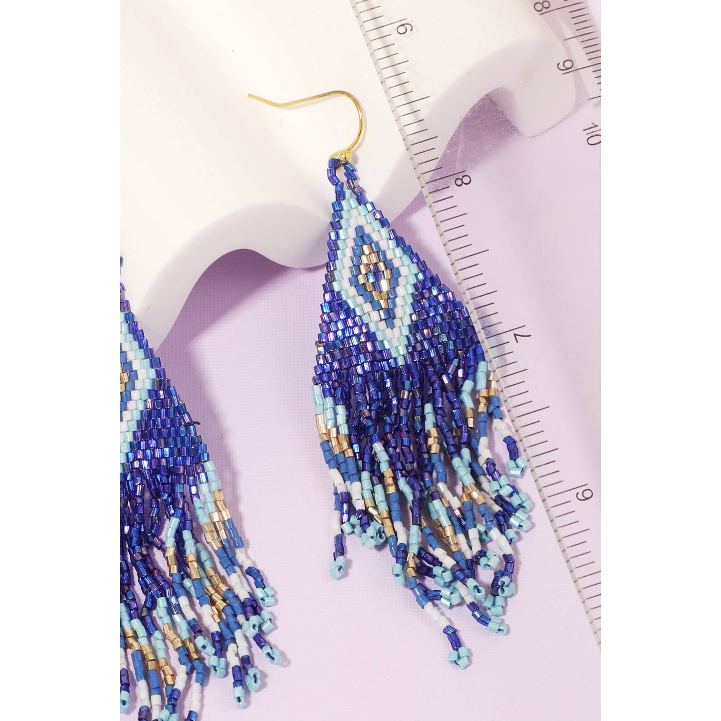 Boho Seed Beaded Fringe Earrings: GIV