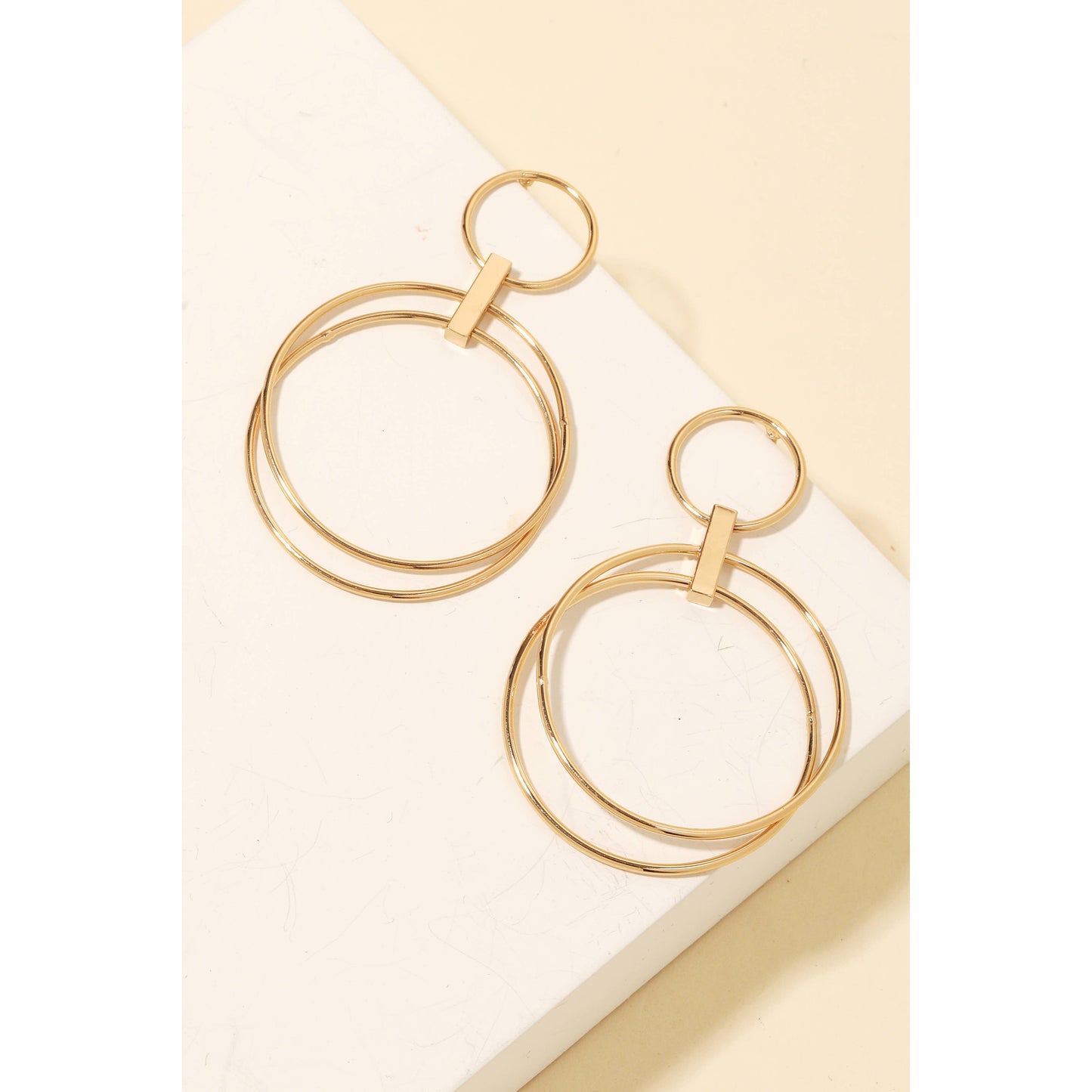 Layered Metallic Hoop Drop Earrings: G