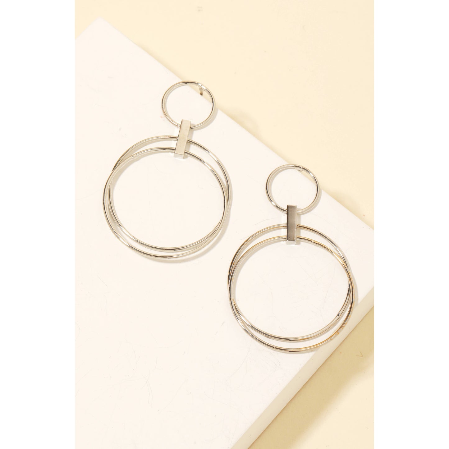 Layered Metallic Hoop Drop Earrings: G