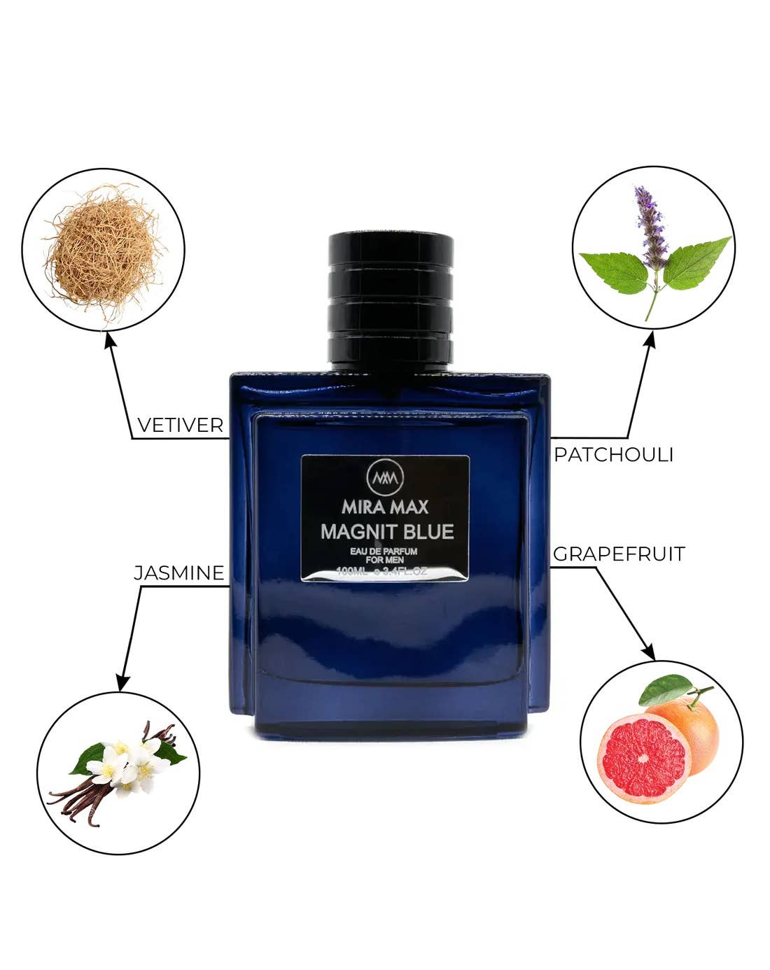 MIRA 24HOURS PERFUME MAGNIT BLUE FOR MEN EDP 3.4 OZ