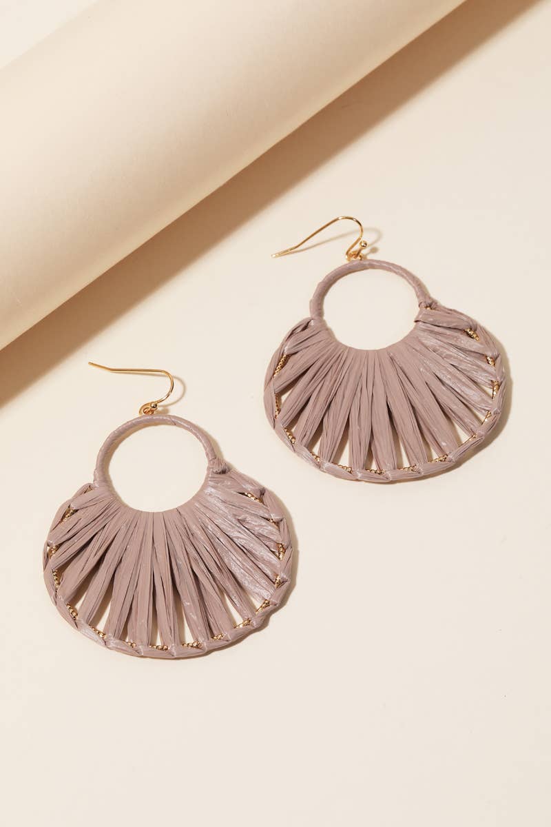 Oval Raffia Thread Drop Earrings: IV