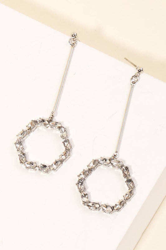 Rhinestone Circle Cutout Drop Earrings: S