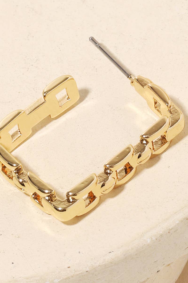 Square Chain Link Hoop Earrings: G