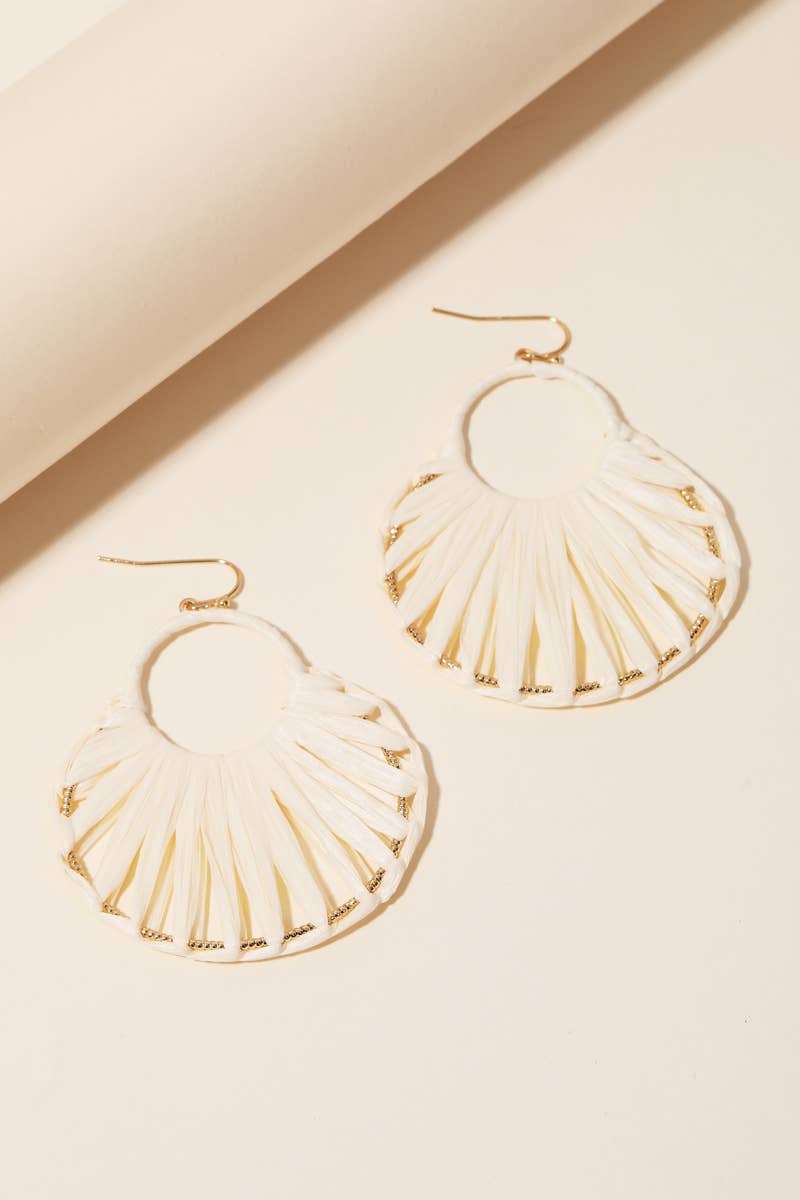 Oval Raffia Thread Drop Earrings: IV