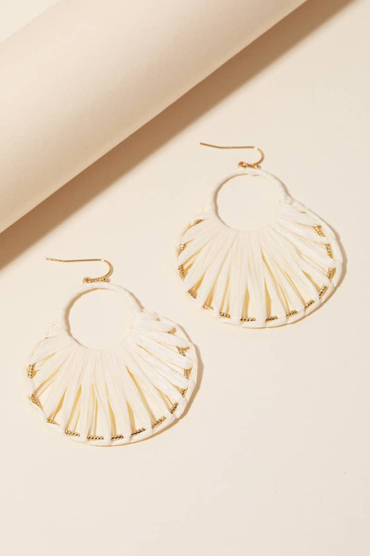 Oval Raffia Thread Drop Earrings: IV